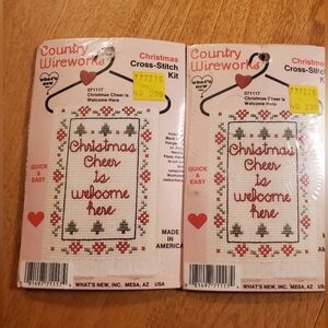 Set Of What's New Country Wireworks CHRISTMAS CHEER Cross Stitch #071117 80s HTF